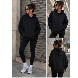 Sumwon Black Pullover Hoodie Sweatshirt XS Scuba Style Minimalist Streetwear